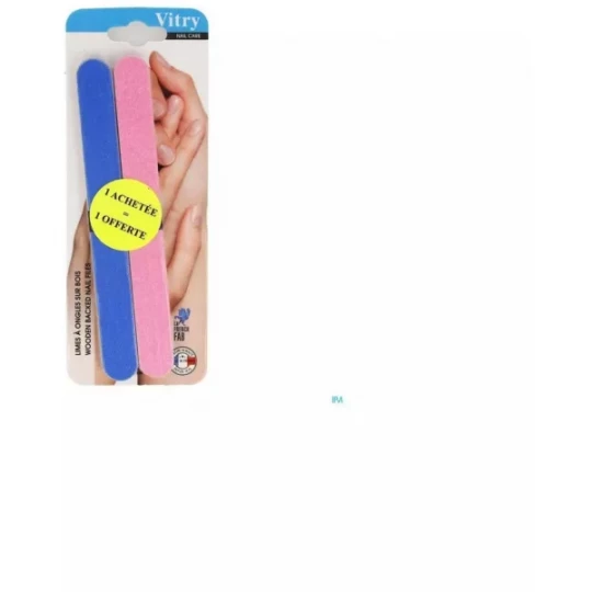 Vitry 10 Limes à Ongles sur Bois 18 cm - Couleur : Bleu et Rose
