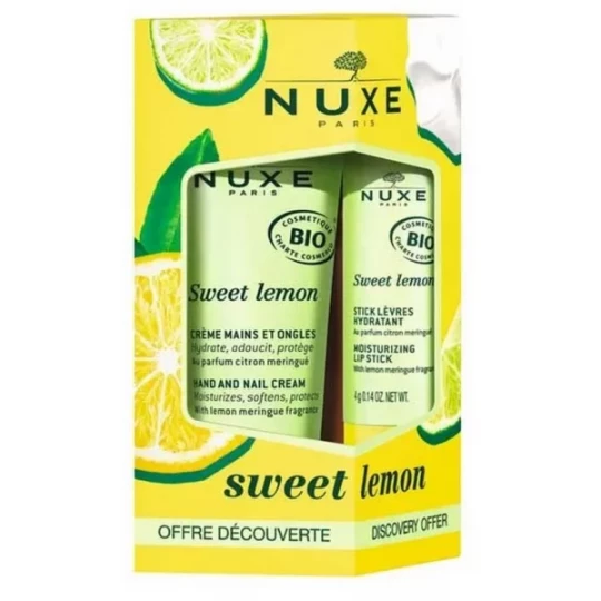 Nuxe Sweet Lemon Crème Mains Et Ongles Bio 30 ml + Stick Lèvres Hydratant Bio 4 g