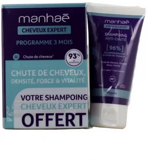 Manhaé Cheveux Expert Gélules x 120 + Cheveux Expert Shampoing Anti-Chute 50 ml Offert - image 3