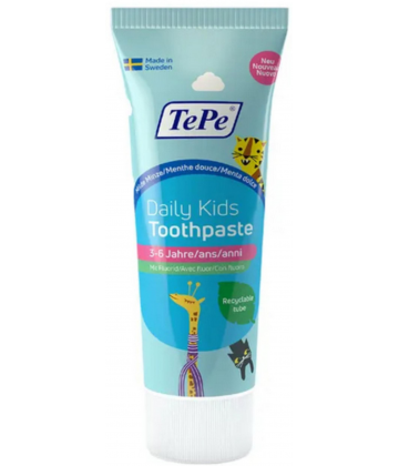 TePe Daily Dentifrice Enfant 0 à 6 Ans Avec Fluor Goût Menthe Douce 75 ml