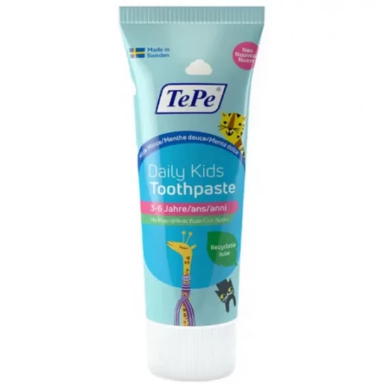 TePe Daily Dentifrice Enfant 0 à 6 Ans Avec Fluor Goût Menthe Douce 75 ml