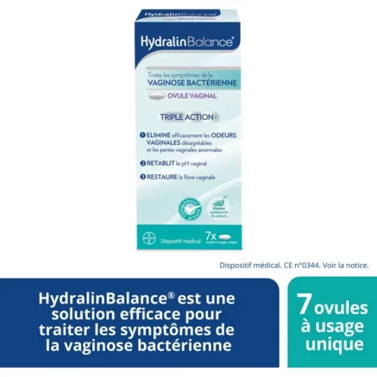 Hydralin Balance Ovule Vaginal contre Vaginose Bactérienne Triple Action Ovules x 7 - image 4