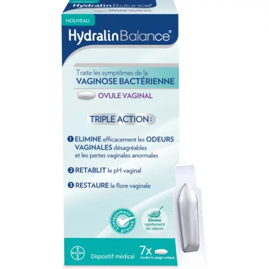 Hydralin Balance Ovule Vaginal contre Vaginose Bactérienne Triple Action Ovules x 7 - image 11