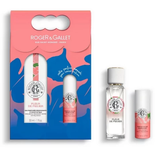 Roger&Gallet Coffret Eau Parfumée Bienfaisante Fleur de Figuier 30 ml + Parfum Solide Bienfaisant 5 g