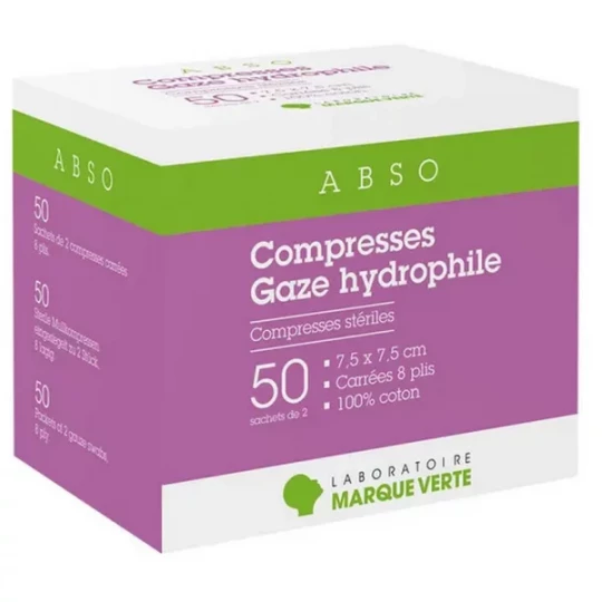 Marque Verte Abso Compresses de Gaze Hydrophile x 50