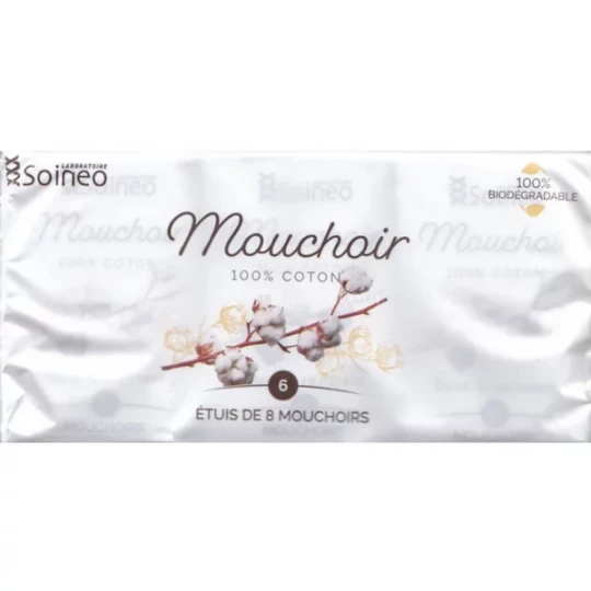 Soineo Mouchoir 100% Coton 6 Paquets x 8