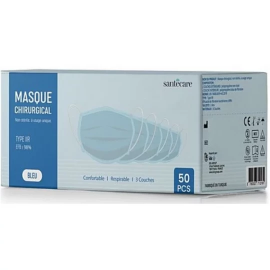 Santecare Masque Chirurgical Jetable Type II R Adulte x 50