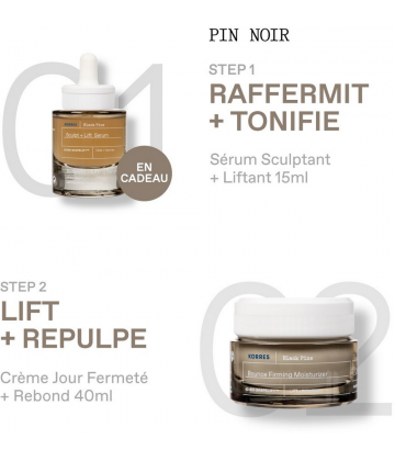 Korres Pin Noir Crème Rebond Raffermissante et Repulpante 40 ml + Sérum Rebond Liftant et Raffermissant 15 ml Offert