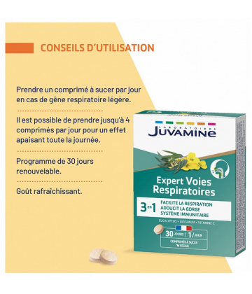 Juvamine Expert Voies Respiratoires 3 en 1 Comprimés à Sucer x 30