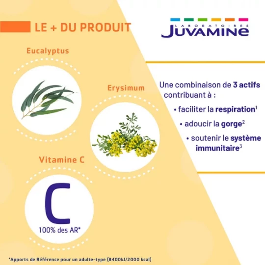 Juvamine Expert Voies Respiratoires 3 en 1 Comprimés à Sucer x 30 - image 3