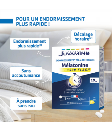 Juvamine Mélatonine 1900 Flash 1,9 mg Comprimés Sublinguaux x 60