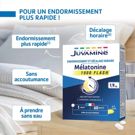 Juvamine Mélatonine 1900 Flash 1,9 mg Comprimés Sublinguaux x 60 - image 3