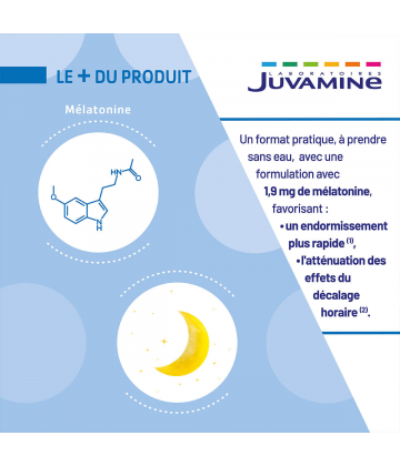 Juvamine Mélatonine 1900 Flash 1,9 mg Comprimés Sublinguaux x 60