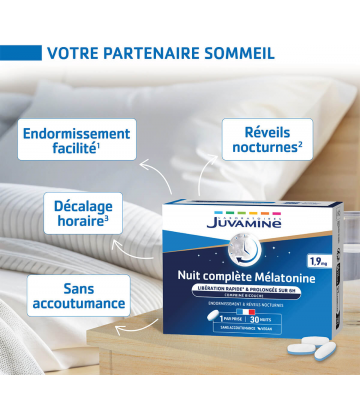 Juvamine Nuit Complète Mélatonine 1,9 mg Comprimés x 30