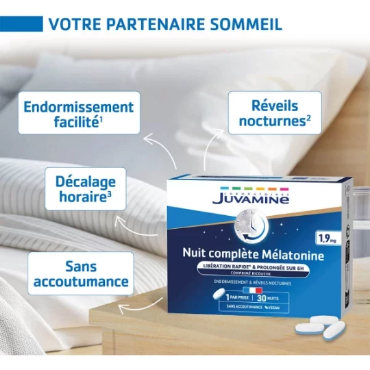 Juvamine Nuit Complète Mélatonine 1,9 mg Comprimés x 30 - image 2