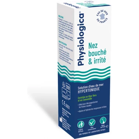Physiologica Aloe Vera & Acide Hyaluronique Solution Eau de Mer Isotonique Spray 120 ml