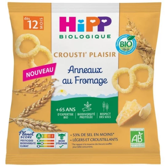 HiPP Crousti' Plaisir Anneaux au Fromage Bio Dès 12 Mois 25 g