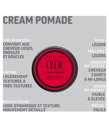 American Crew Cream Pomade Crème de Coiffage Tenue Souple 85 g