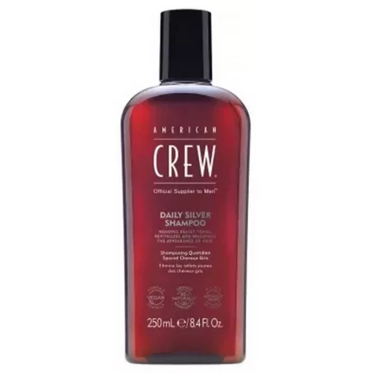 American Crew Daily Silver Shampoing Quotidien Violet  Sublimateur pour Cheveux Gris et Blonds pour Homme 250 ml