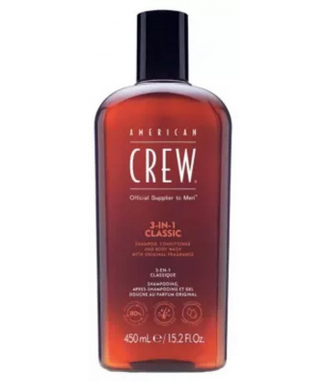 American Crew 3-En-1 Shampooing Après-Shampooing & Gel Douche pour Cheveux et Corps 450 ml