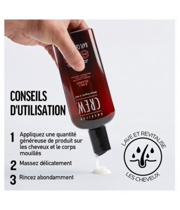 American Crew 3-En-1Format Voyage Shampooing Après-Shampooing & Gel Douche pour Cheveux et Corps 100 ml