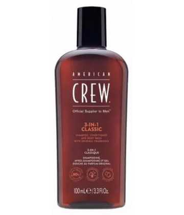 American Crew 3-En-1Format Voyage Shampooing Après-Shampooing & Gel Douche pour Cheveux et Corps 100 ml