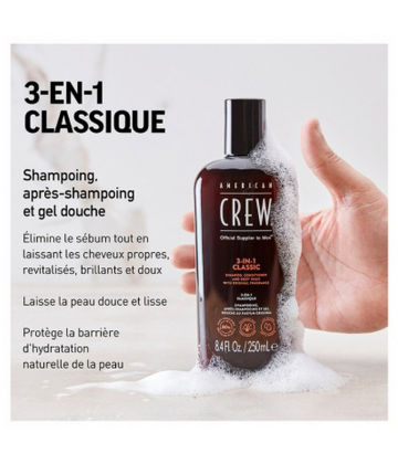 American Crew 3-En-1Format Voyage Shampooing Après-Shampooing & Gel Douche pour Cheveux et Corps 100 ml