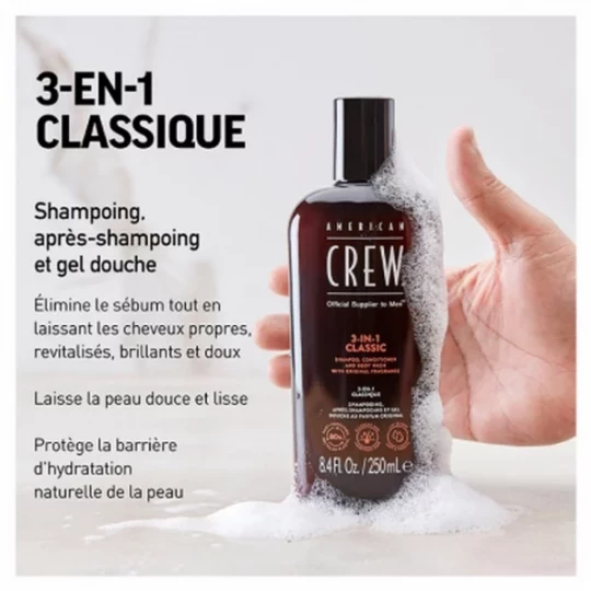 American Crew 3-En-1Format Voyage Shampooing Après-Shampooing & Gel Douche pour Cheveux et Corps 100 ml - image 5
