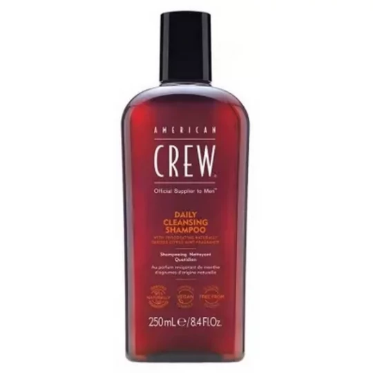 American Crew Shampoing Vegan Nettoyant Quotidien pour Homme Hydrate en Profondeur pour Tout Type de Cheveux 250 ml