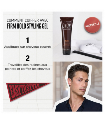 American Crew Firm Hold Gel de Coiffage Fixation Forte 250 ml
