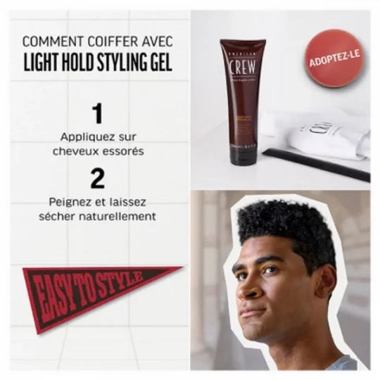 American Crew Light Hold Gel de Coiffage Fixation Souple 250 ml - image 2