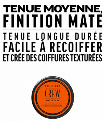 American Crew Matte Clay Pâte de Coiffage Tenue Moyenne à Forte 85 g