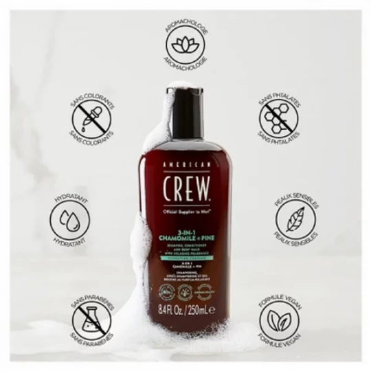 American Crew 3 en 1 Camomille + Pin Hydratant Relaxant 250 ml - image 2