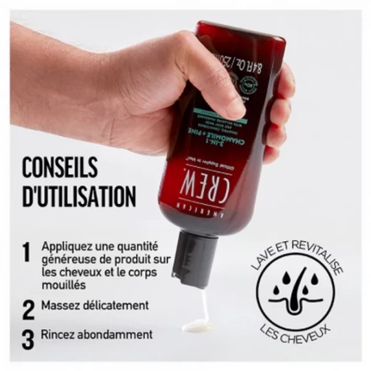 American Crew 3 en 1 Camomille + Pin Hydratant Relaxant 250 ml - image 4