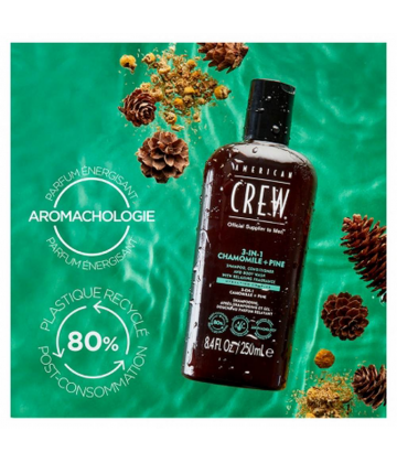 American Crew 3 en 1 Camomille + Pin Hydratant Relaxant 250 ml