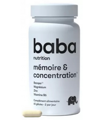 BABA Nutrition Mémoire et Concentration Gélules x 60