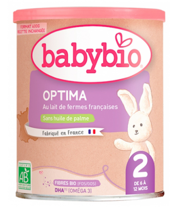 Babybio Optima 2 au Lait de Fermes Françaises de 6 à 12 Mois Bio 400 g