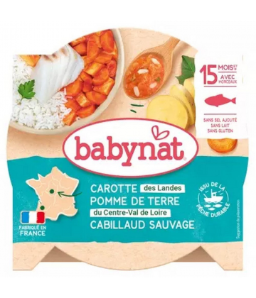Babybio Babynat Carotte Pomme de Terre Cabillaud Sauvage 15 Mois et + 260 g