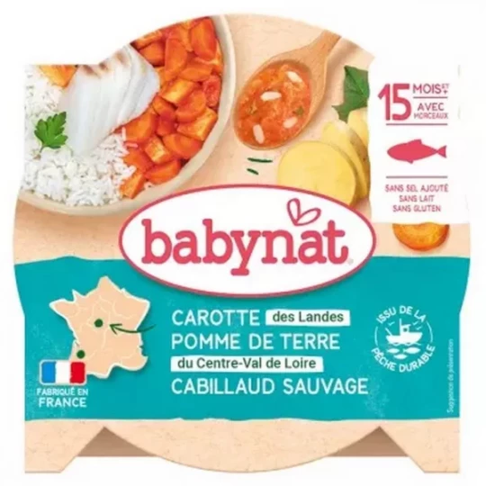 Babybio Babynat Carotte Pomme de Terre Cabillaud Sauvage 15 Mois et + 260 g
