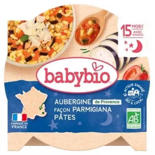 Babybio Bonne Nuit Aubergine Façon Parmigiana Pâtes 15 Mois et + Bio 260 g
