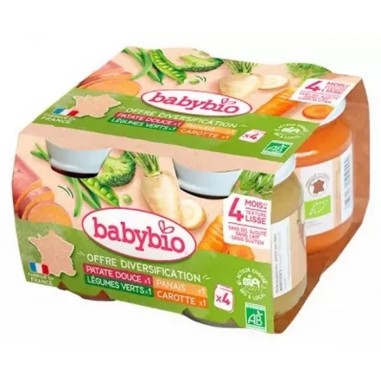 Babybio Mes 1ers Légumes Offre Diversification des 4 Mois Bio Pots 130 g x 4
