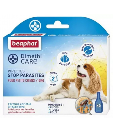 Beaphar Diméthicare Stop Parasites Chiens Moins de 15 Kg Pipettes x 6