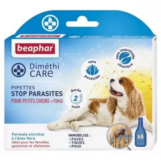 Beaphar Diméthicare Stop Parasites Chiens Moins de 15 Kg Pipettes x 6