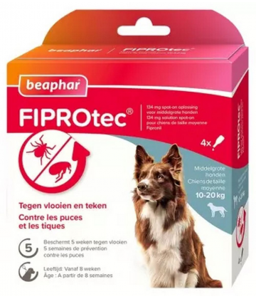 Beaphar Fiprotec Solution Spot-On Chiens 10 à 20 kg 4 Pipettes