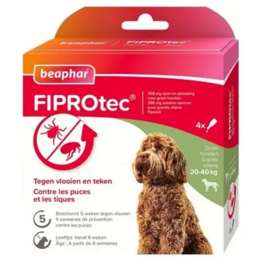 Beaphar Fiprotec Solution Spot-On Grands Chiens 20 à 40 kg 4 Pipettes
