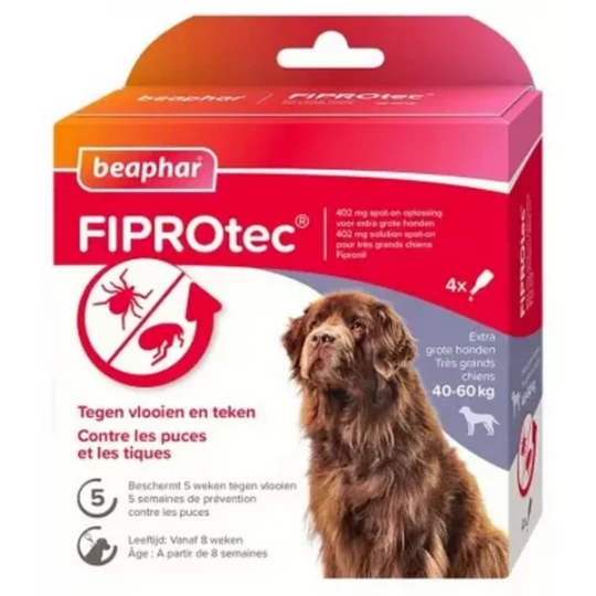 Beaphar Fiprotec Solution Spot-On Tres Grands Chiens 40 à 60 kg 4 Pipettes
