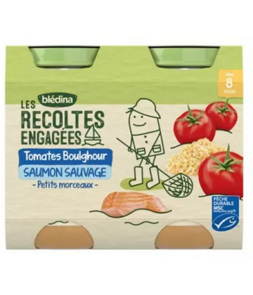 Blédina Les Récoltes Bio Petits Tomates Boulghour Saumon Sauvage des 8 Mois Pots x 2