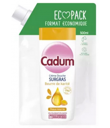 Cadum Crème Douche Surgras Beurre de Karité Éco-Recharge 500 ml