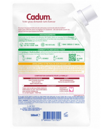 Cadum Crème Douche Surgras Beurre de Karité Éco-Recharge 500 ml