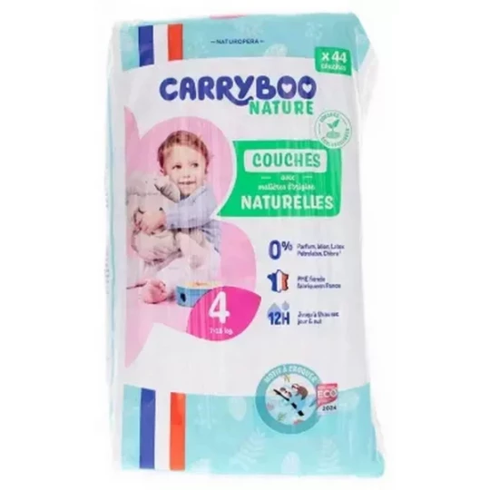 Carryboo Nature Couches Naturelles à Motif Couches Taille 4 (7-18 kg) x 44